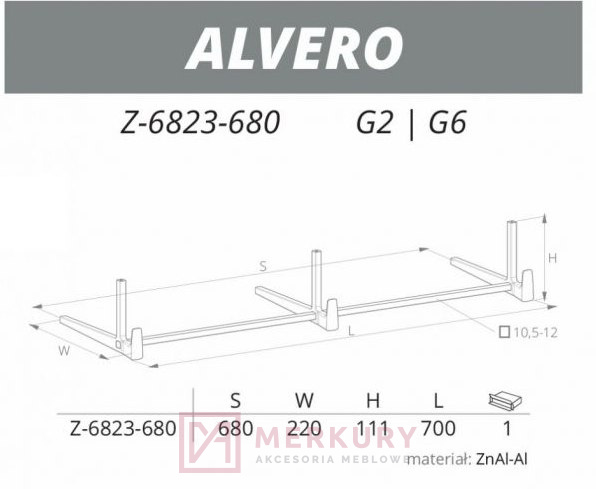 Alvero комплект для вешалки хром матовый z 6823 680 g6